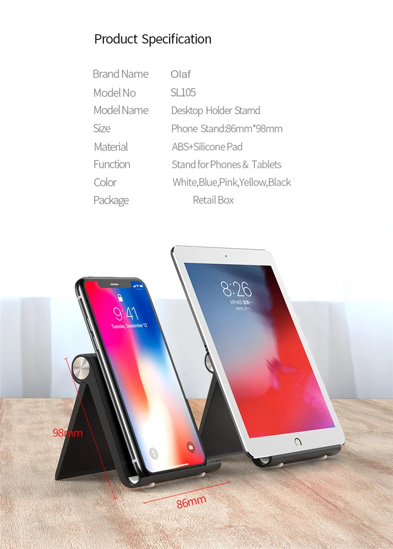 Phone Holder Stand - Portable Desk Mount for iPhone & Tablets