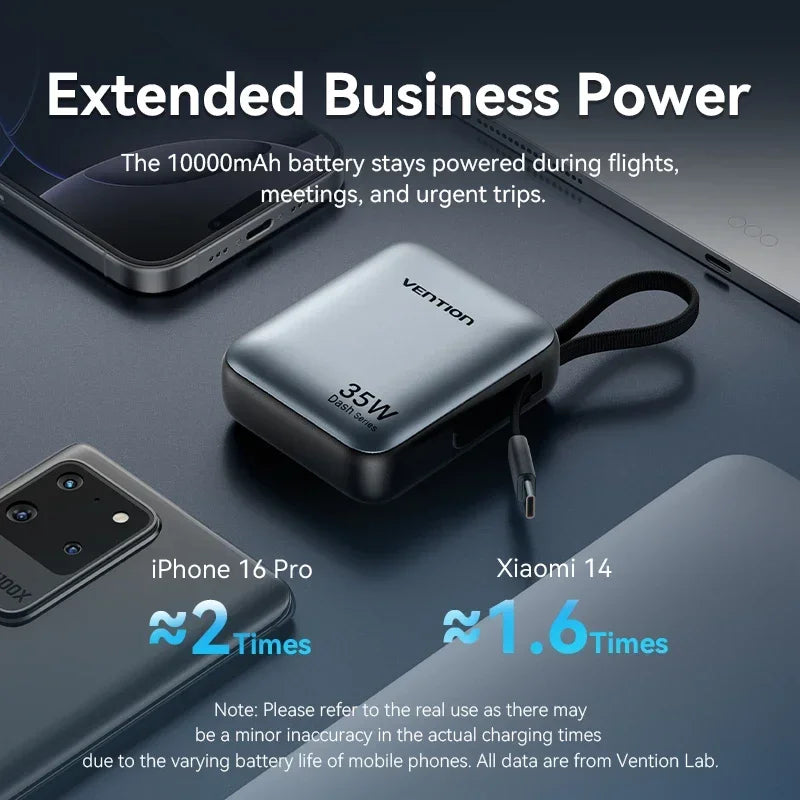 Vention 10000mAh 35W Power Bank - Mini Fast Charge Portable Charger