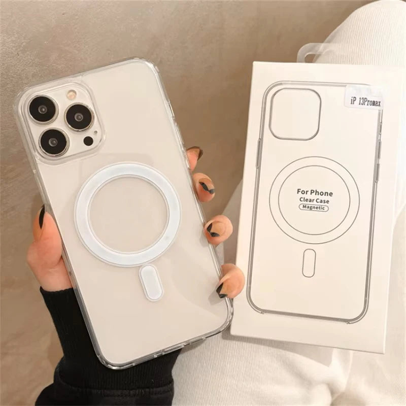 Clear MagSafe Magnetic Case for iPhone 16 15 14 13 12 11