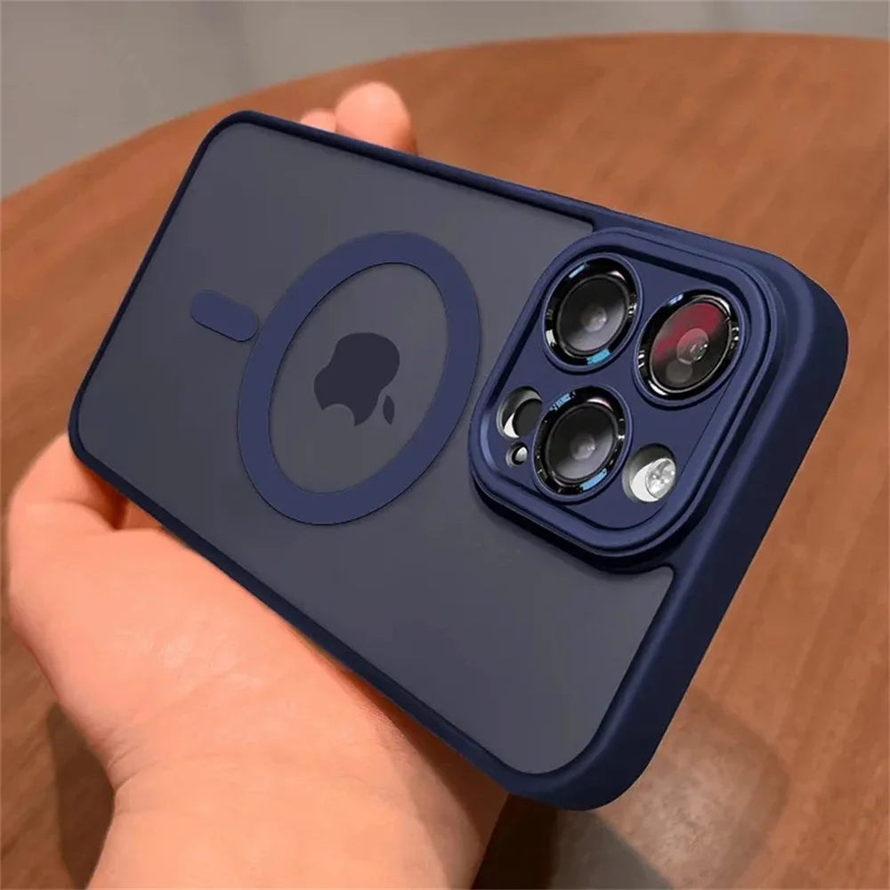 Lens Protection Case For iPhone 11 12 13 Proa Mx mini 15 16 Plus iPhone 16 15 14 Matte Translucent Magsafe Wireless Charge Cover