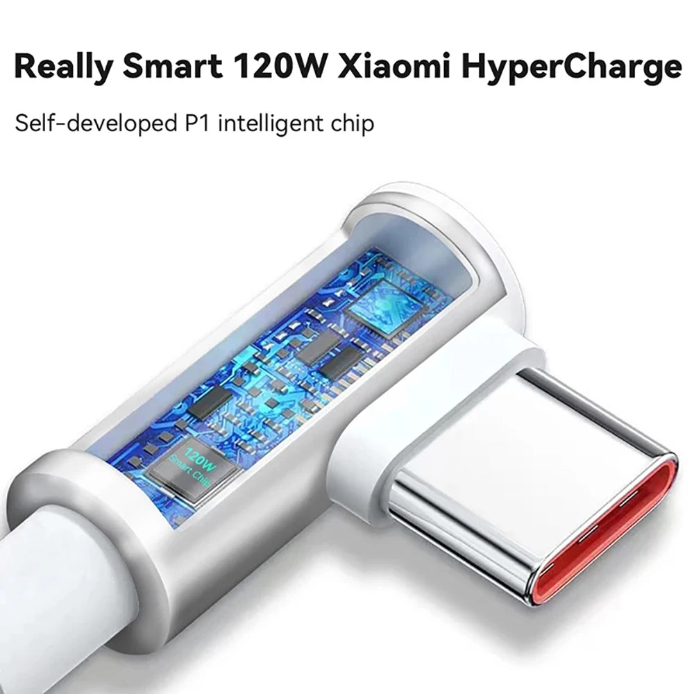 NNBILI 120W USB Type C Cable 90 Degree Elbow Super Fast Charge USB C Cable For Xiaomi 17 15 14 13 12 11 Pro Lite Redmi Note