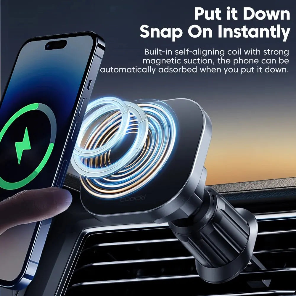 Toocki Magnetic Car Wireless Charger - 15W Fast Charging Mount