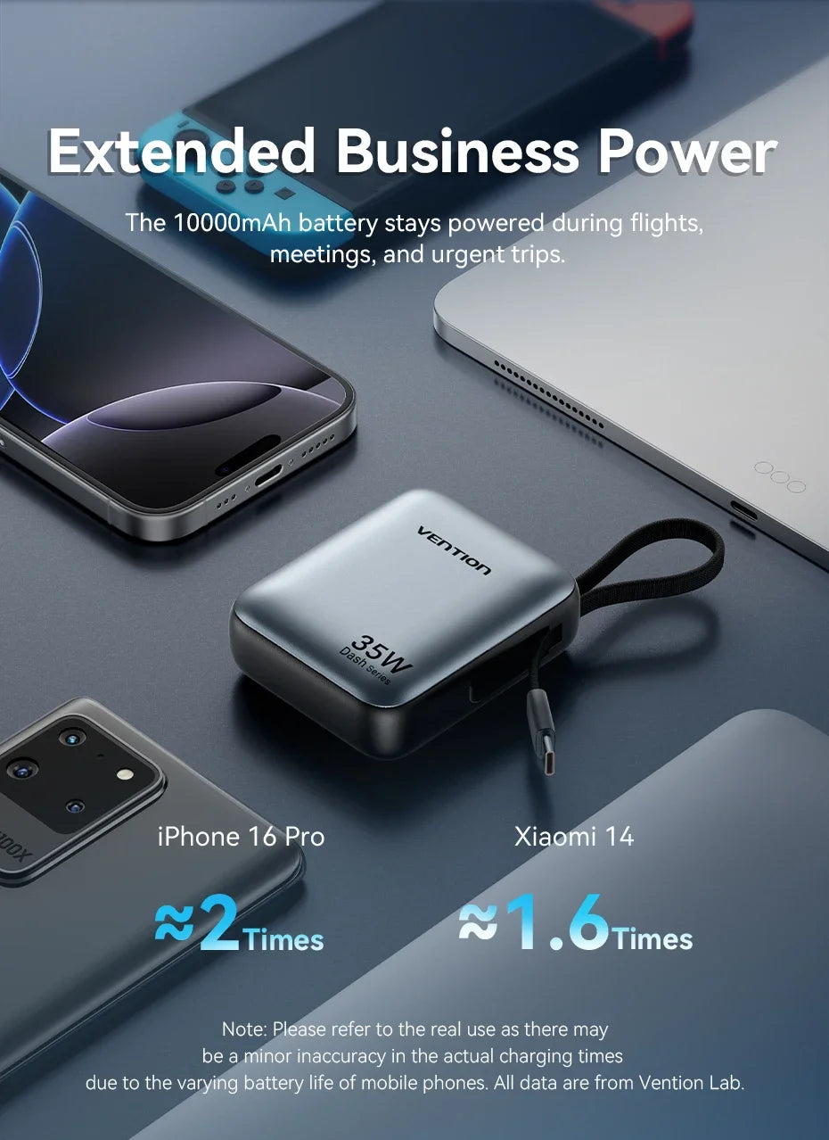 Vention CCC 10000mAh 35W Power Bank Fast Charge Portable Mini 3C PowerBank for iPhone 17 Xiaomi External Spare Battery Charger