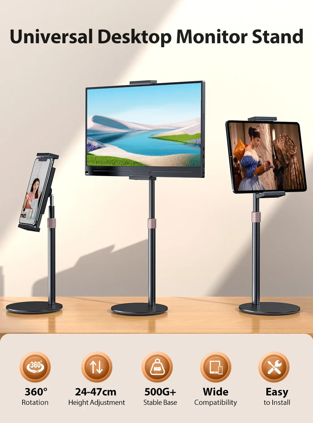 Cdisplay Portable Monitor Stand - Adjustable Height for 4.7-17.3"