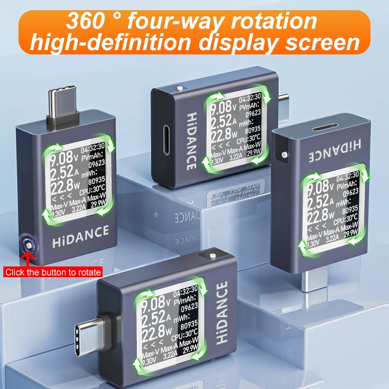 13-in-1 Digital Power Meter - USB-C Voltmeter & Ammeter Tester