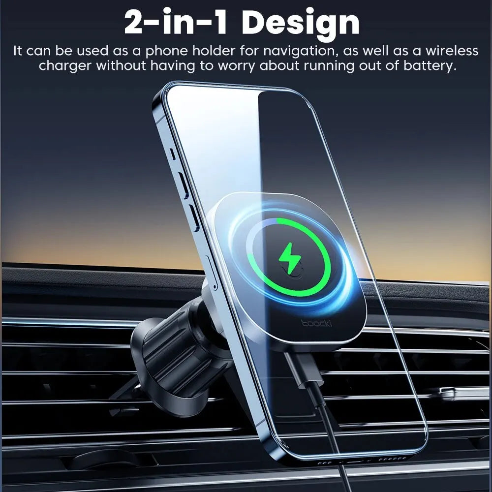 Toocki Magnetic Car Wireless Charger - 15W Fast Charging Mount