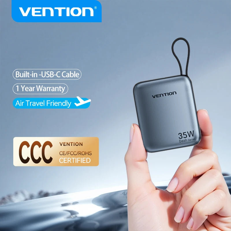 Vention 10000mAh 35W Power Bank - Mini Fast Charge Portable Charger