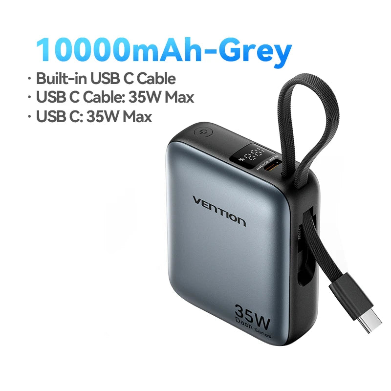 Vention 10000mAh 35W Power Bank - Mini Fast Charge Portable Charger