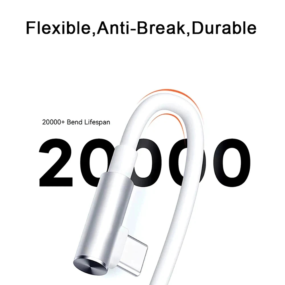 NNBILI 120W USB Type C Cable 90 Degree Elbow Super Fast Charge USB C Cable For Xiaomi 17 15 14 13 12 11 Pro Lite Redmi Note