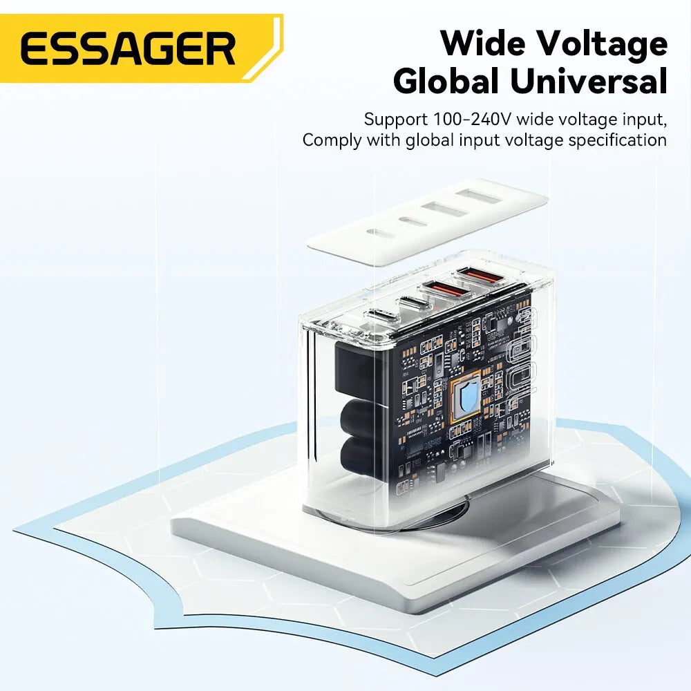 Essager 100W GaN Charger - 4-Port Fast Charging for Phone & Laptop