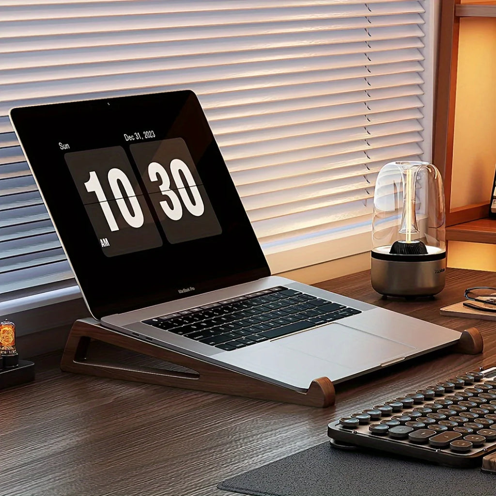 Foldable Wooden Laptop Stand - Ergonomic 12° Angle