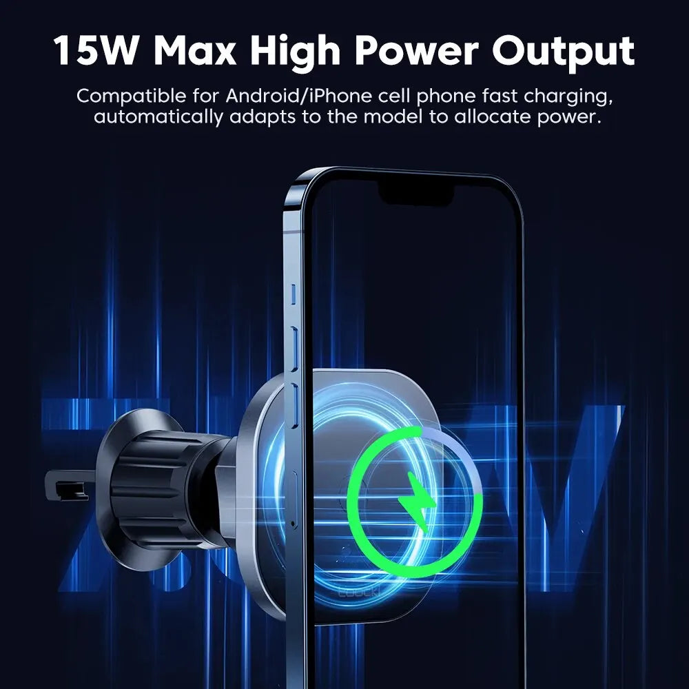 Toocki Magnetic Car Wireless Charger - 15W Fast Charging Mount